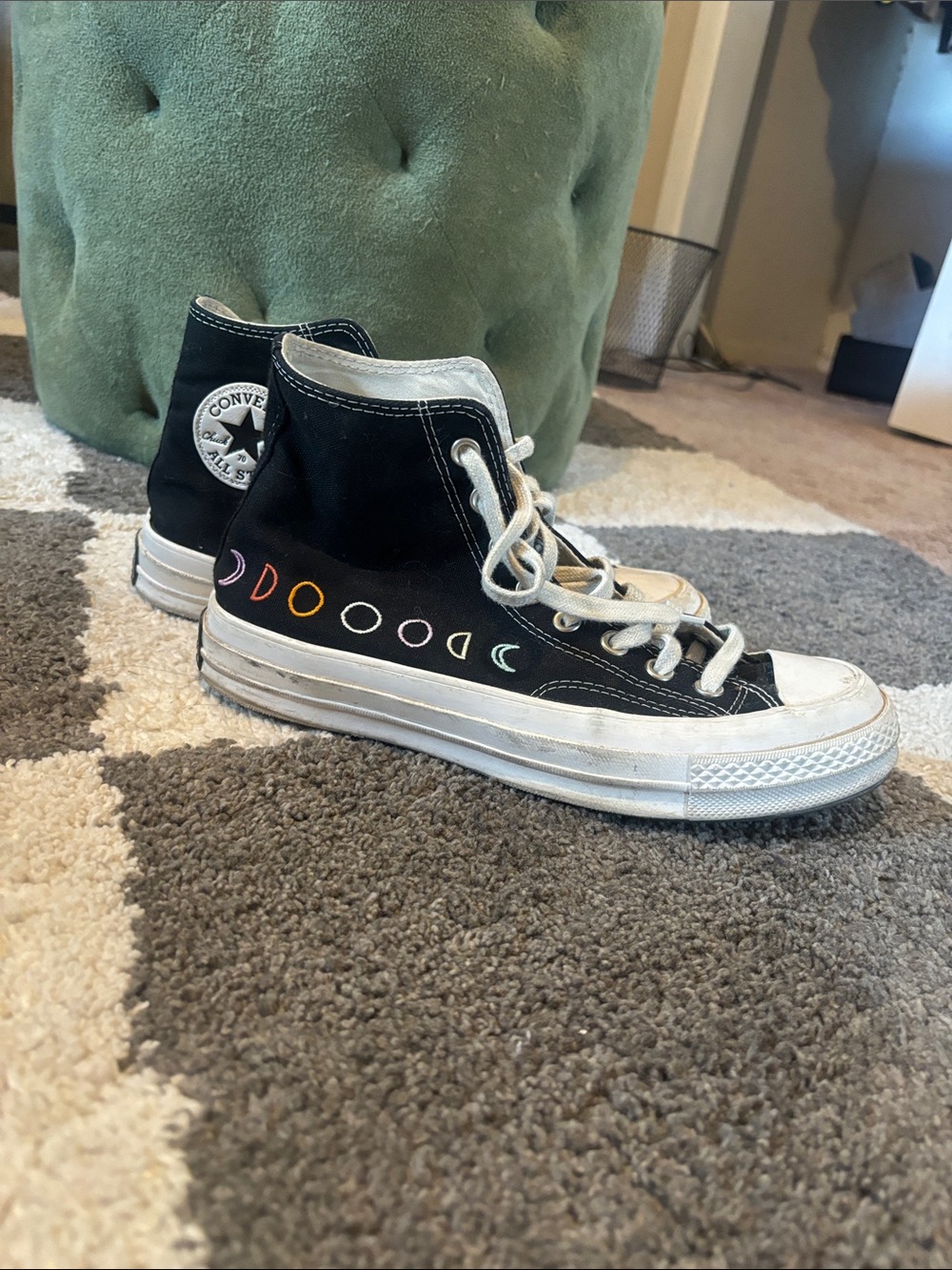 Converse Black High-Top Sneakers with Multicolor Moon Accents - Picture 1 of 5
